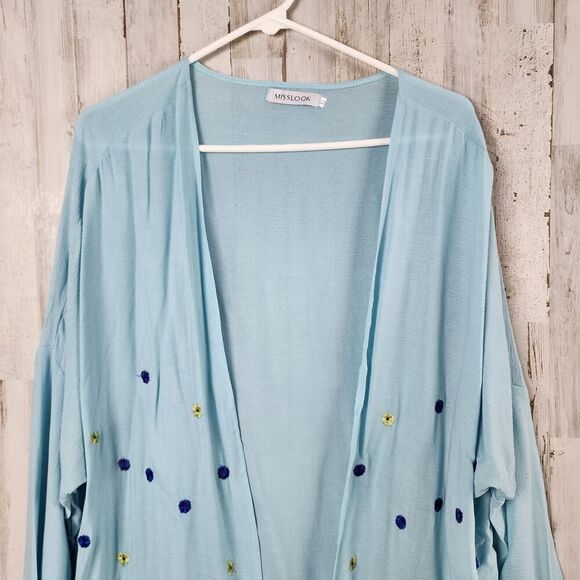 MissLook Floral Embroidered Lace Cardigan Blue Size XL - Picture 4 of 12